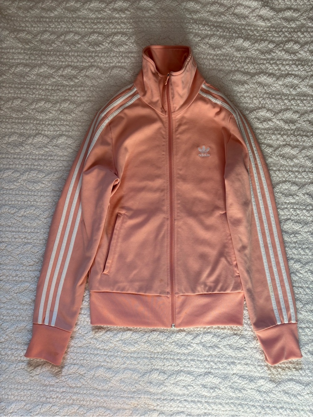 adidas Peach Pink Track Jacket with White Stripes